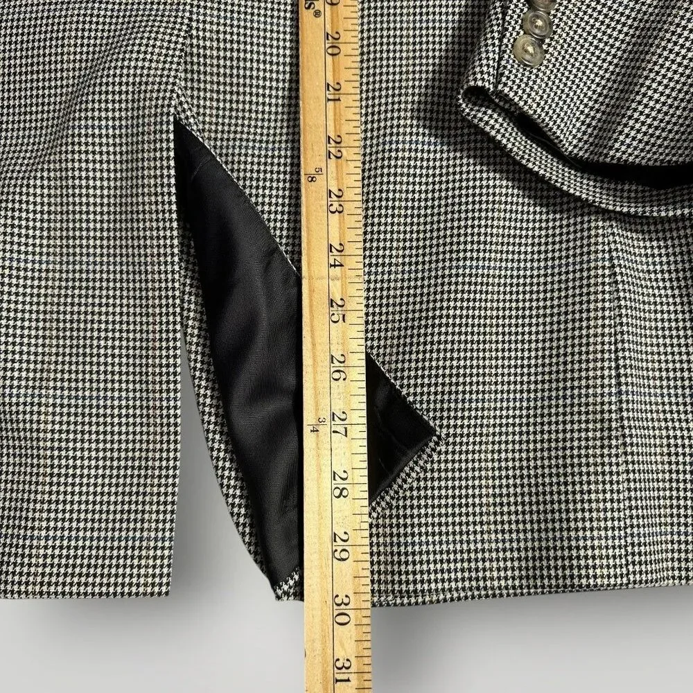 JOS A BANK Men’s Blazer 40R Sport Coat Suit Jacket SILK/WOOL Houndstooth Gray